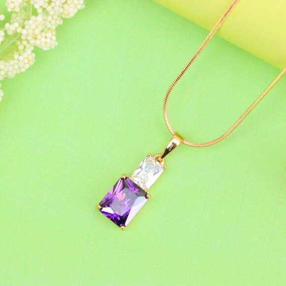 "Elegant Purple Pendant with Gold-Plated Finish – Luxe & Vibrant Style, XPPT1810 - Picture 13 of 13